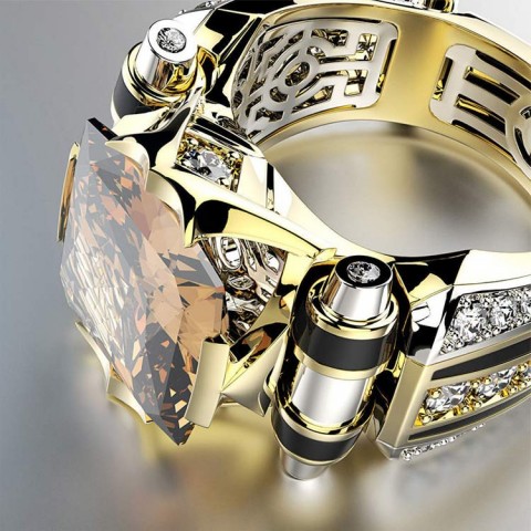 Heavy Duty Vintage Zirconia Wide Band Ring