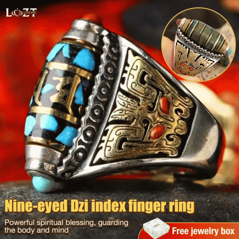 Nine-eyed Dzi index finger ring