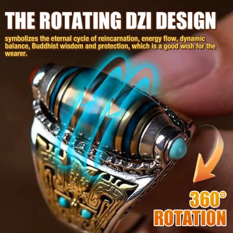 Nine-eyed Dzi index finger ring