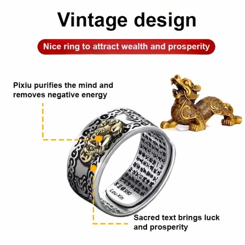 Feng Shui Pixiu Dragon Good Luck Ring