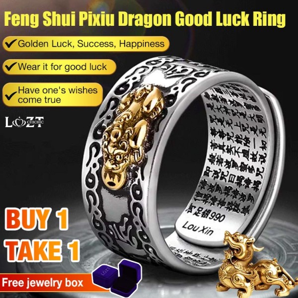 Feng Shui Pixiu Dragon Good Luck Ring