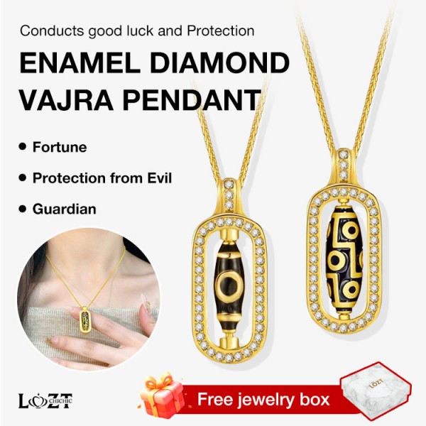 Enamel Diamond Vajra Pendant