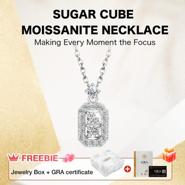 Sugar cube moissanite necklace