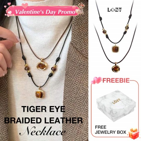 Tiger Eye Braided Leather Necklace