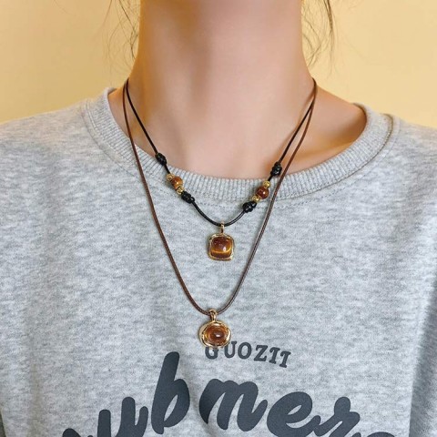 Tiger Eye Braided Leather Necklace