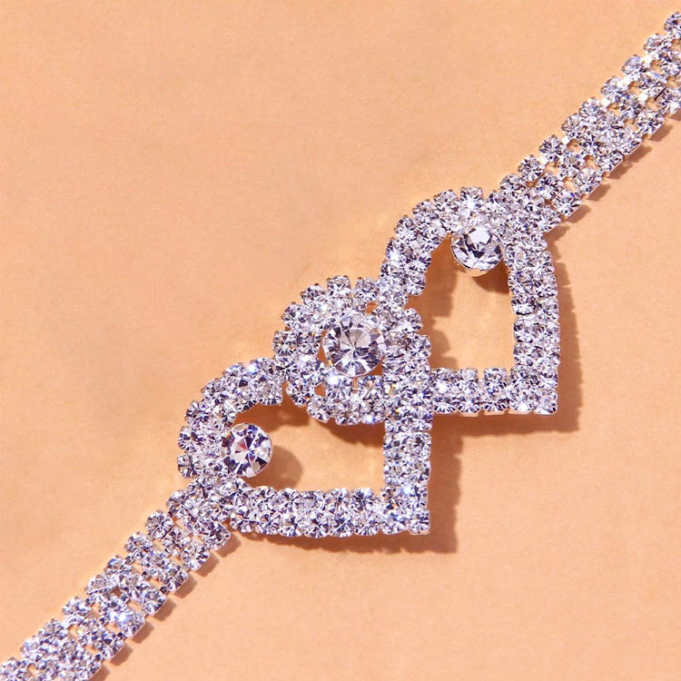 Fashion Diamond Double Heart Anklet - May your heart be filled with love, joy, and good dreams