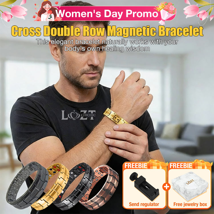 Womens Day Promo - Cross Double Row Magnetic Bracelet - Found your stress-relief secret, Magnetic Wellness Boost