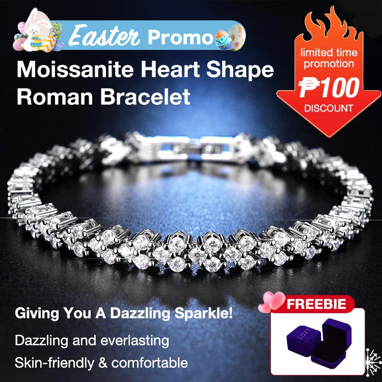 Easter promo limited time discount of ₱100 - Moissanite Heart Shape Roman Bracelet with free jewelry box Gra certificate - 2 colors available