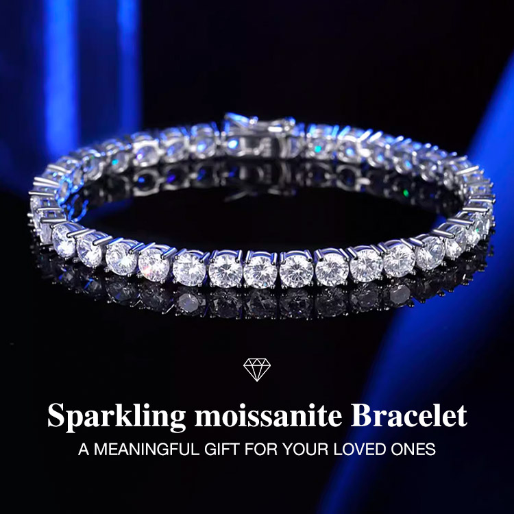 New Year Promotion - Sparkling 3MM Moissanite Tennis Bracelet with free jewelry box. Chain length 20cm. GRA Certified. Shipping from Manila