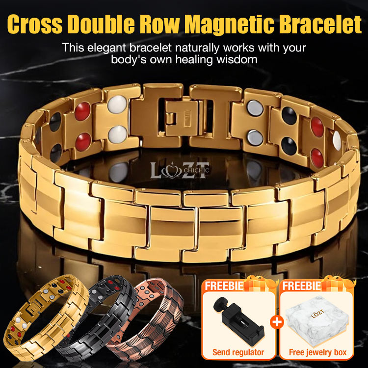 9.9 Great Sale - Cross Double Row Magnetic Bracelet - Found your stress-relief secret, Magnetic Wellness Boost