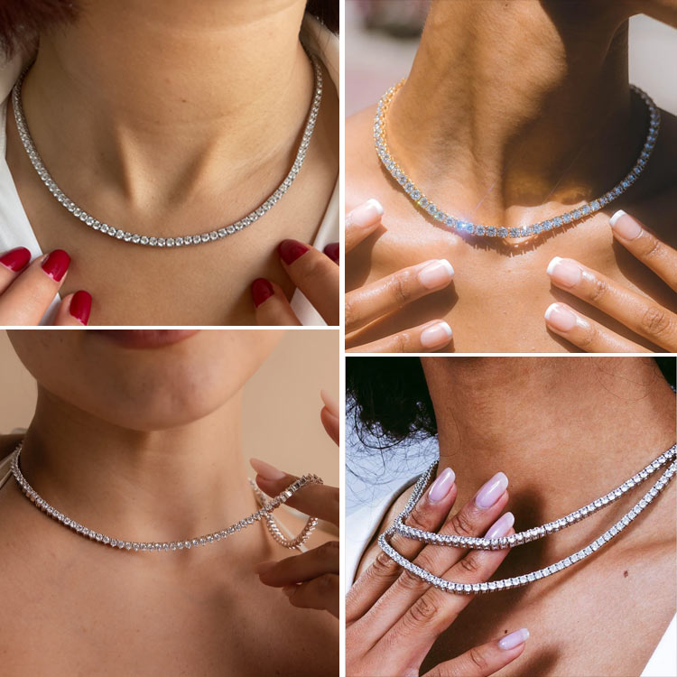 Valentines Promo – 5mm Moissanite Tennis Necklace – GRA Certified Brilliance – Free Luxury Jewelry Box – Perfect Holiday Gift to Sparkle Your Season!