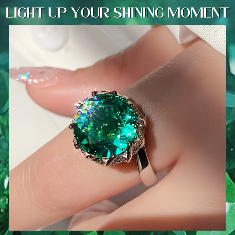 Lotus Aurora Green 5 Carat Moissanite Ring - Free gift box. GRA Certified. Adjustable size