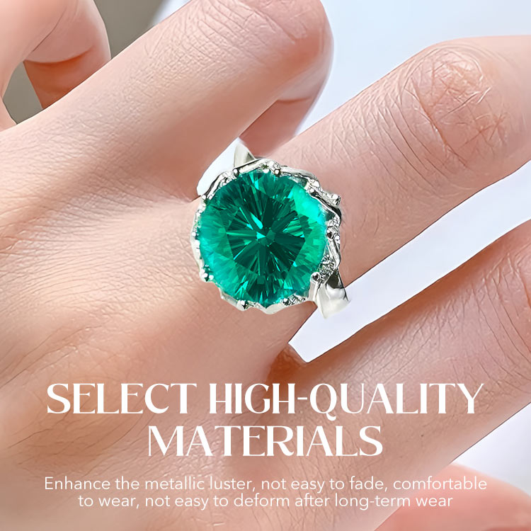 Lotus Aurora Green 5 Carat Moissanite Ring - Free gift box. GRA Certified. Adjustable size