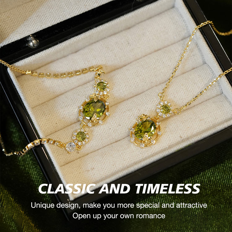 77 Big Sale - Special Offer - Butterfly Olive Green Zircon Hollow Jewelry Set - Elegant and Timeless - Comes with an Exclusive Gift Box	