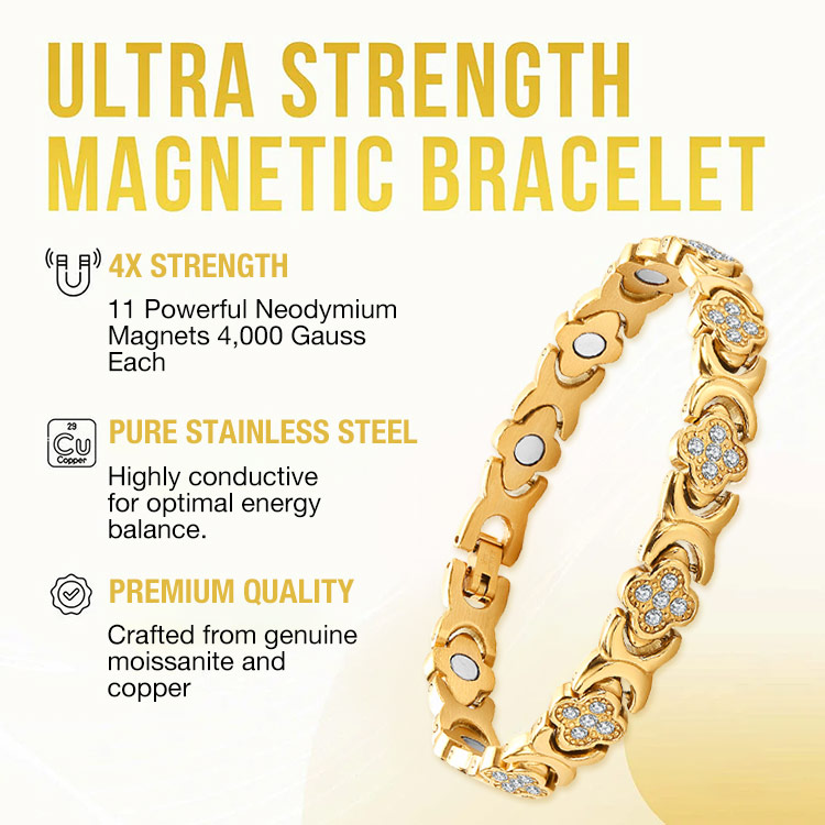 Womens Day Promo - Clover Diamond Magnetic Bracelet - Found your stress-relief and slim secret, Magnetic Wellness Boost