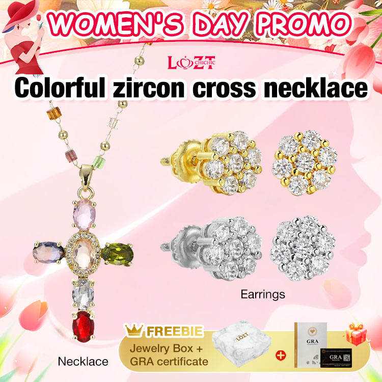Womens Day Promo - Buy One Get One to save 100P - Colorful zircon cross necklace - Comes with a Free Jewelry Box