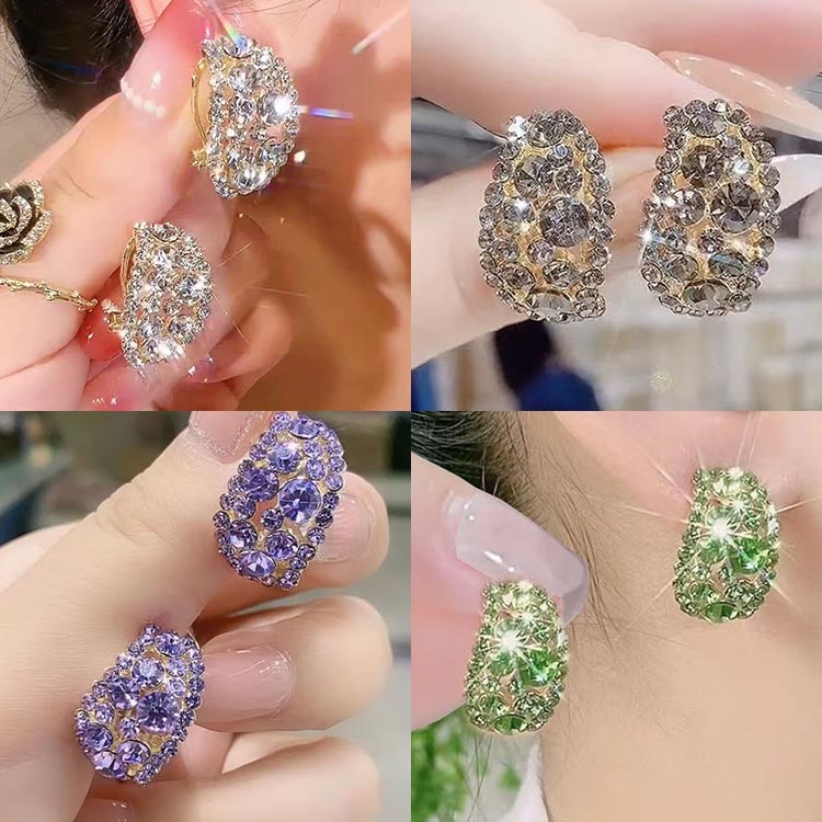 New Year Promotion -  Second-Diamonds Hoop Earrings-Free gift box