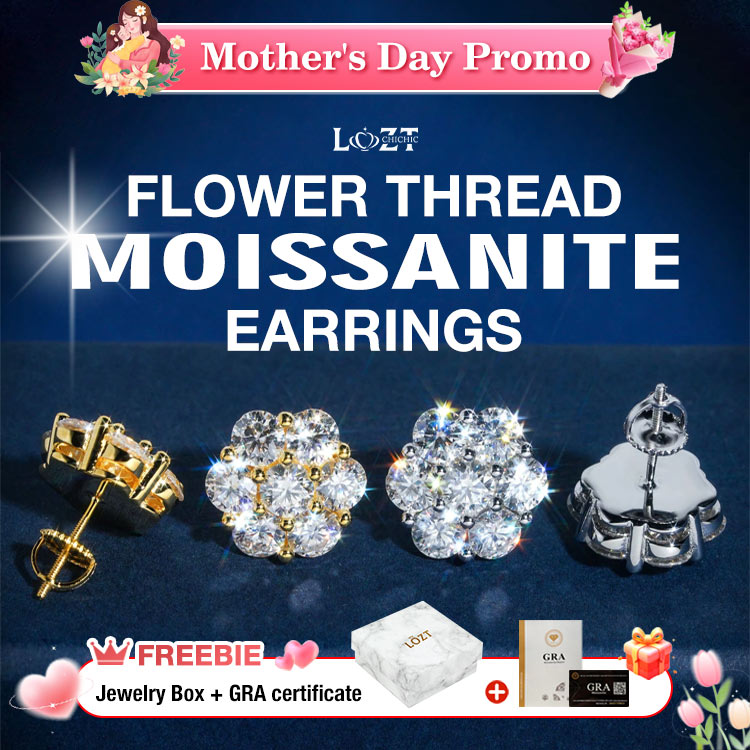 Flores de Mayo - Buy 1 Get 1 Free - Flower Beaded Moissanite Earrings - GRA Certified - Comes with a Custom Jewelry Box