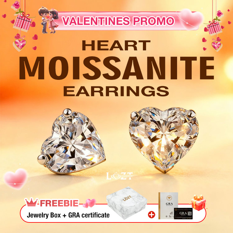 Valentines Promo -- Buy 1 Get 1-Heart Moissanite Earrings– GRA Certified Brilliance – Free Luxury Jewelry Box – Perfect Holiday Gift to Sparkle Your Season!