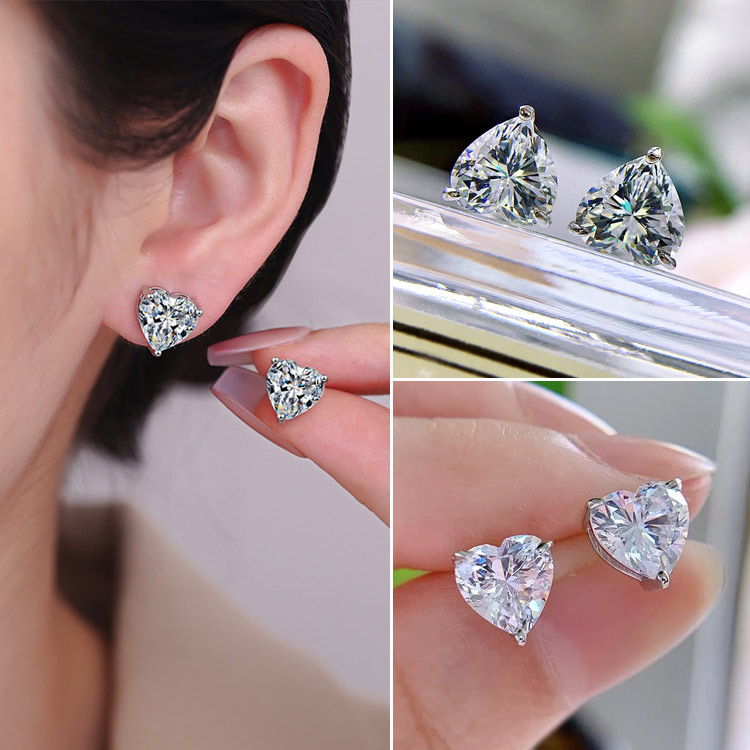 Valentines Promo -- Buy 1 Get 1-Heart Moissanite Earrings– GRA Certified Brilliance – Free Luxury Jewelry Box – Perfect Holiday Gift to Sparkle Your Season!