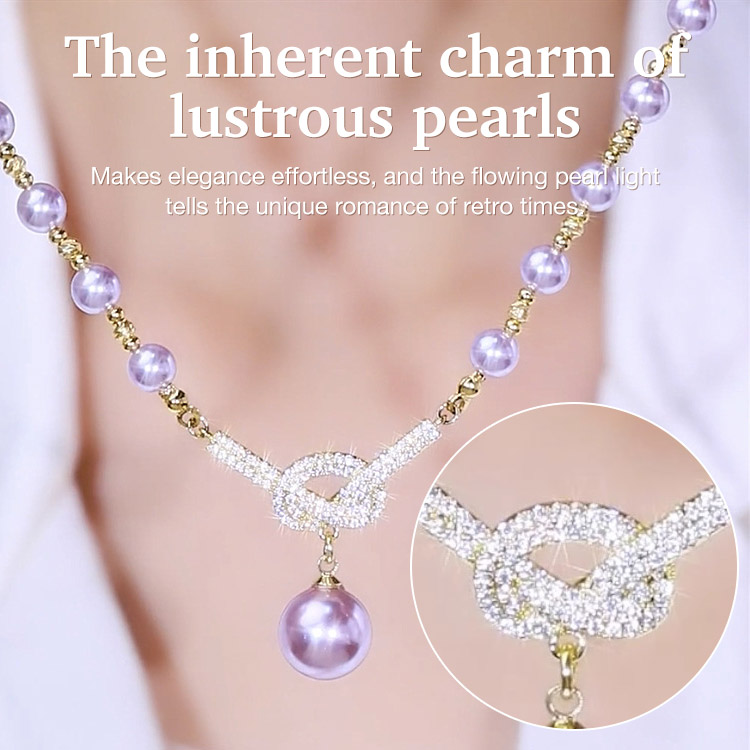 Mid-Year Sale - Diamond Pearl Necklace - Free Gift Box 2 Colors Available - Bring the ultimate in beauty and elegance wherever you go!