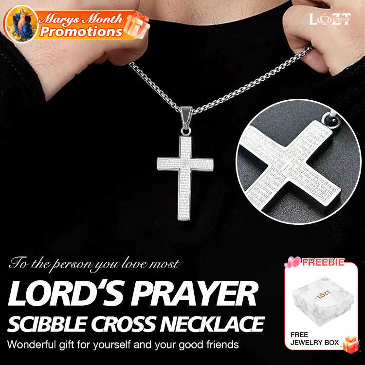 Marys Month promotions -The Lord s Prayer Cross Necklace The exquisite biblical verse etched upon it will inspire the strength of your faith daily and bring you inner peace . Beautifully reflects your devotion and beliefs 