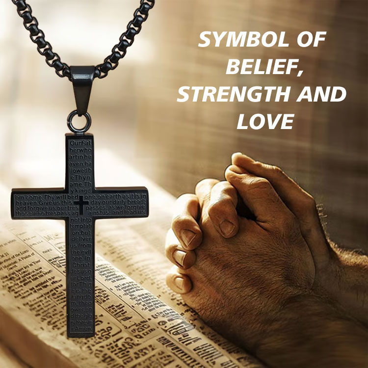 Marys Month promotions -The Lord s Prayer Cross Necklace The exquisite biblical verse etched upon it will inspire the strength of your faith daily and bring you inner peace . Beautifully reflects your devotion and beliefs 