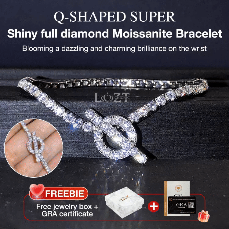 Kadayawan Festival Promo - Q-shaped Super Shiny full diamond Moissanite Bracelet - GRA certificate - Get Diamond-like Sparkle for 1/10 the Price!