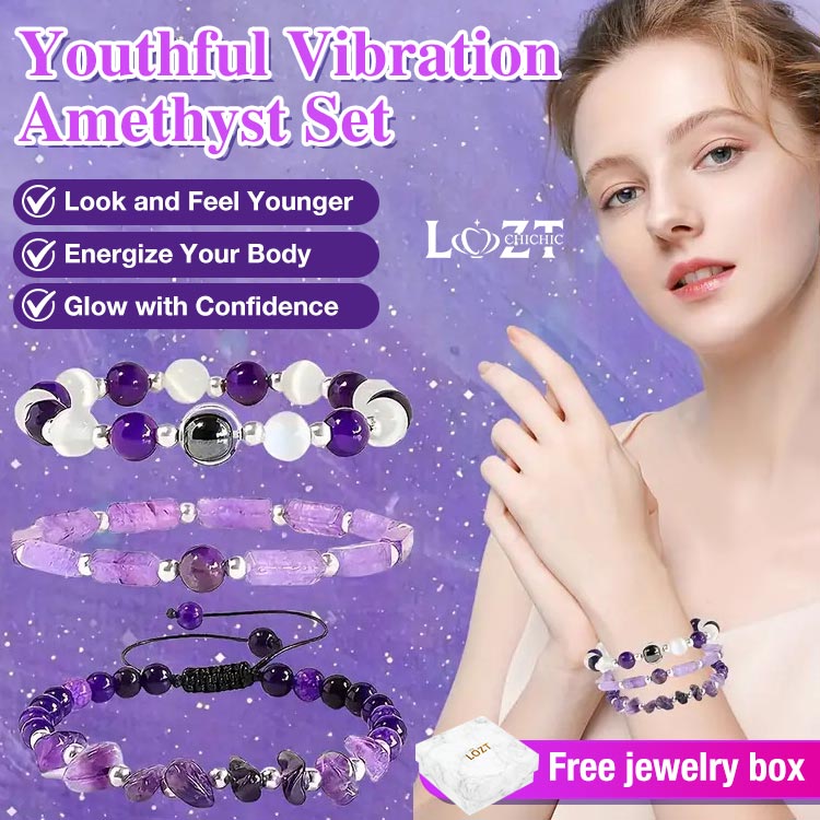 Youthful Vibration Amethyst 3-in-1 Set-Through vibration frequency, it helps promote collagen production, awakens vitality, and easily reverses the signs of aging.