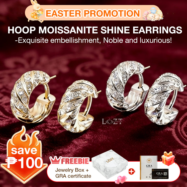Easter promotion -Hoop Moissanite Shine Earrings - Comes with a custom jewelry box