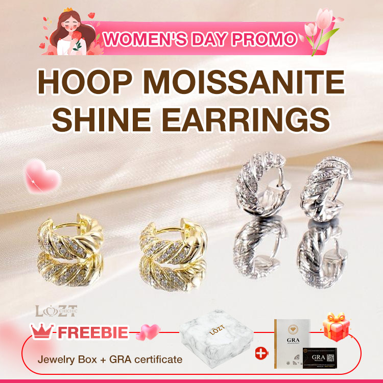 Womens Day Promo -Hoop Moissanite Shine Earrings - Comes with a custom jewelry box