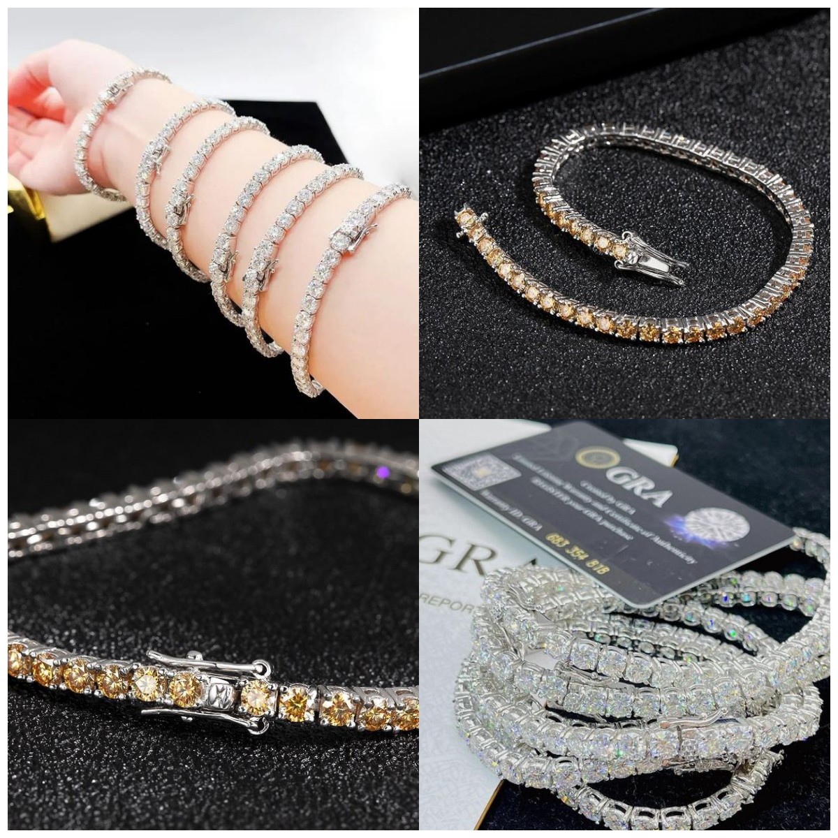 New Year Promotion - Sparkling 3MM Moissanite Tennis Bracelet with free jewelry box. Chain length 20cm. GRA Certified. Shipping from Manila
