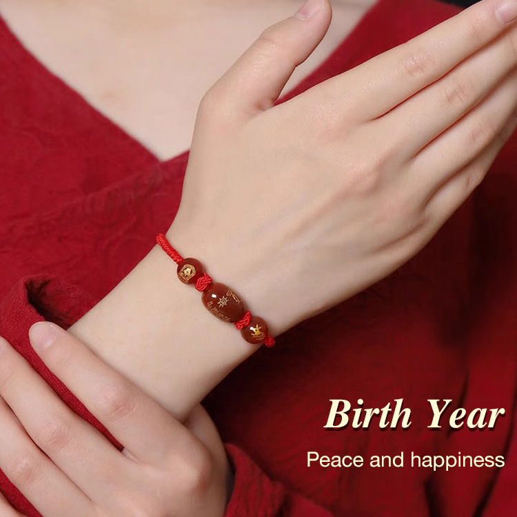 add 199 get second one - Wear a red string braided bracelet with the twelve zodiac signs - bring a year of good luck and health.	