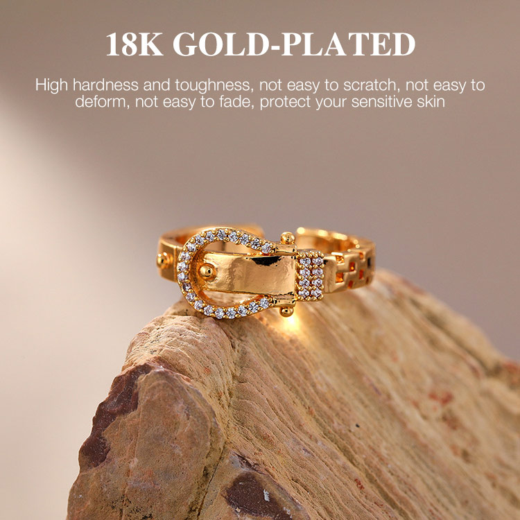 18k gold-plated diamond belt buckle jewelry set-One-year warranty, no fading promise-Give the best gift to yourself