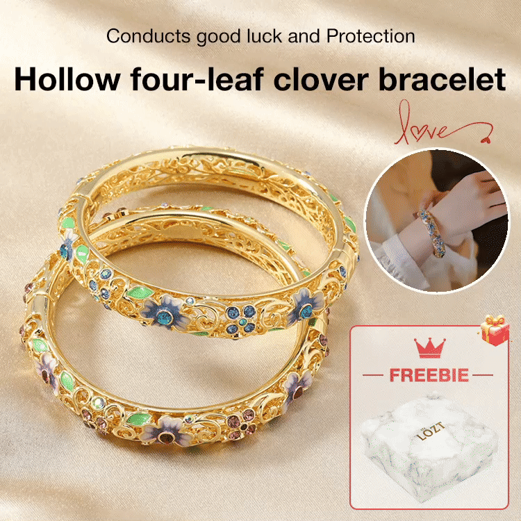 8.8 Super Promotion - 18K Gold Four-Leaf Clover Bracelet - Brings good luck. Free jewelry box