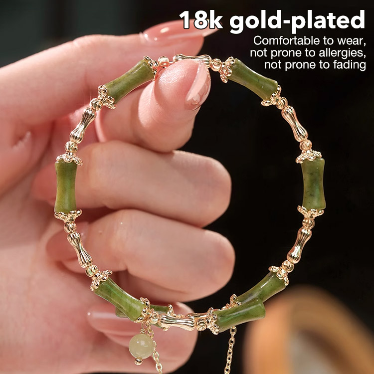 18K Gold-plated Hetian Jade Bamboo Bracelet - Free gift box