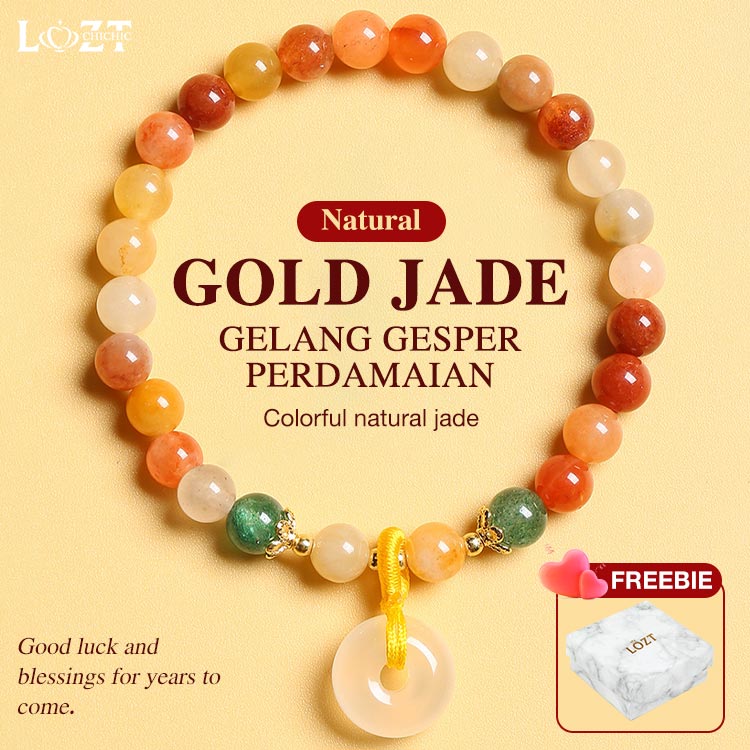 Natural gold jade peace buckle bracelet