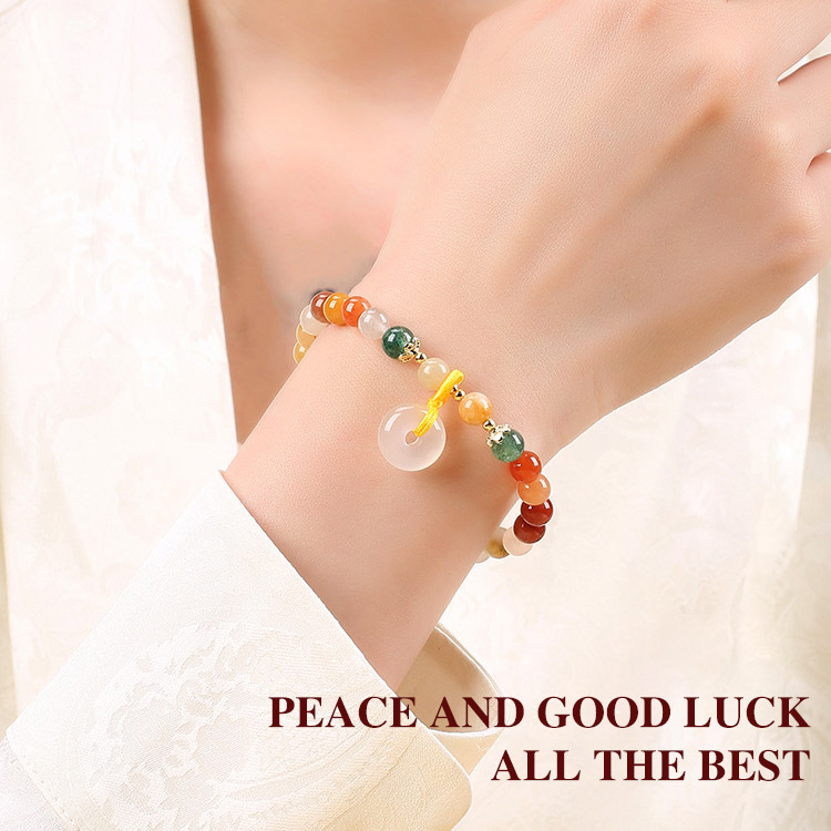Natural gold jade peace buckle bracelet