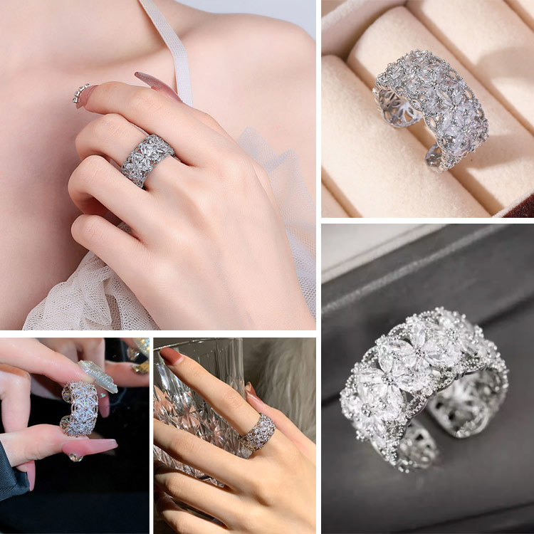 7.7 Great Sale - Buy 1 ring get 1 bracelet - Dazzle with Elegance - Moissanite Flower Ring - With GRA certificate and free jewelry box