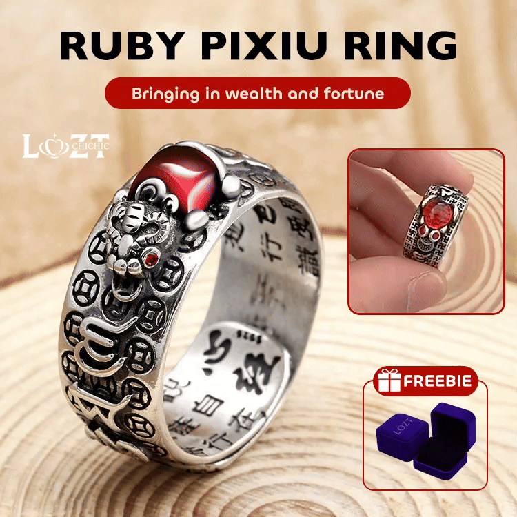 Second piece only ₱199 - Ruby Pixiu Ring - Brings Wealth and Good Luck - Unisex, Adjustable Size, Free Gift Box