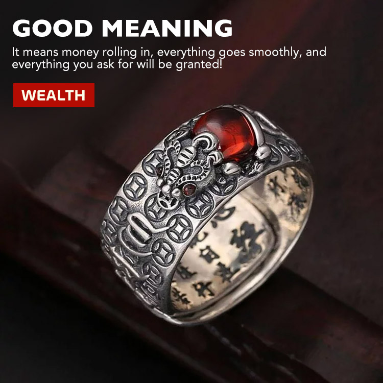Second piece only ₱199 - Ruby Pixiu Ring - Brings Wealth and Good Luck - Unisex, Adjustable Size, Free Gift Box