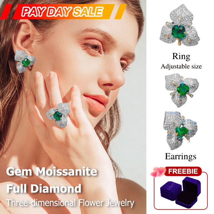 PAY DAY SALE - Gem Moissanite Full Diamond Three-dimensional Flower Jewelry
