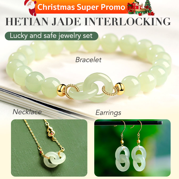 Hetian jade interlocking lucky and safe jewelry set