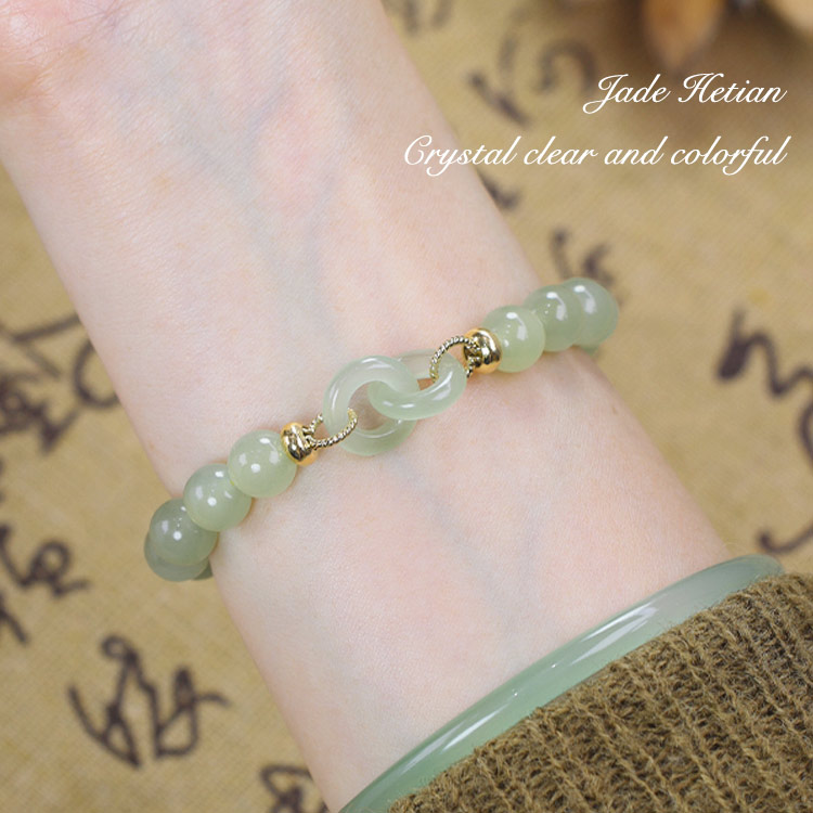 Hetian jade interlocking lucky and safe jewelry set