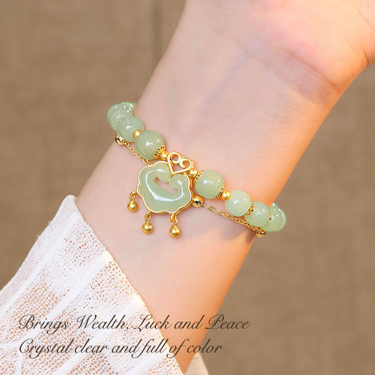 Auspicious Clouds Safety Lock Hetian Jade Jwelety Set