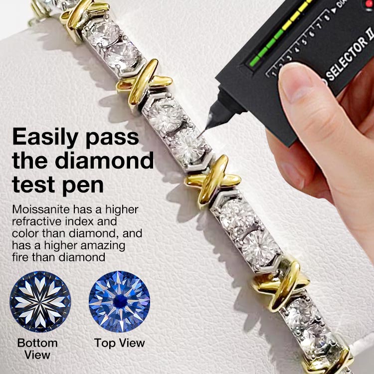 Valentines Promo - 200p get Ring - Luxury Cross Moissanite Jewelry Bracelet - GRA certificate free gift box