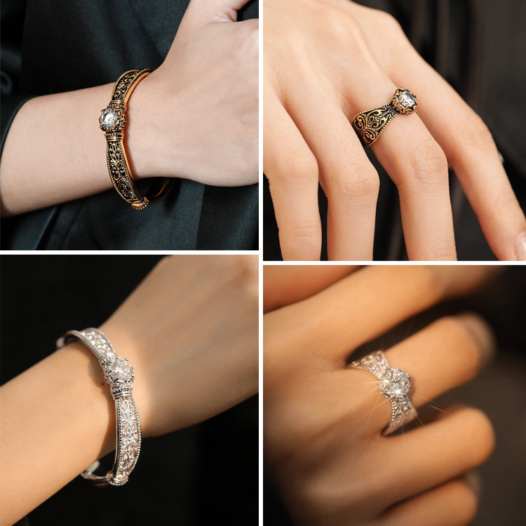 Limited ₱100 off - Sold over 100,000 pieces in Korea - Moissanite exquisite arabesque relief bracelet - Gra certified, Free jewelry box