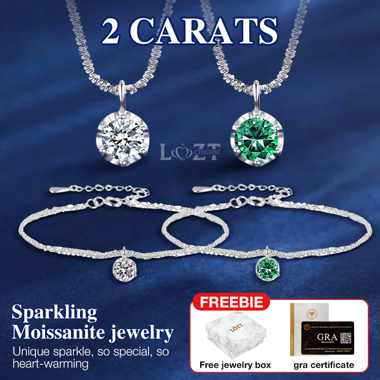 Easter promo- ₱1399 down to ₱1199 - Sparkling Moissanite Necklace Bracelet Set - GRA Certificate. Free jewelry box
