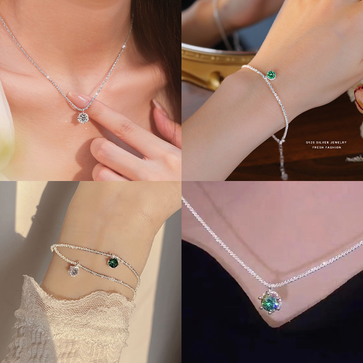 Easter promo- ₱1399 down to ₱1199 - Sparkling Moissanite Necklace Bracelet Set - GRA Certificate. Free jewelry box