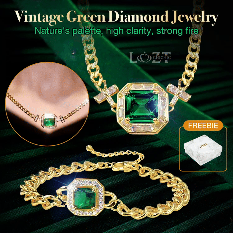 Embrace timeless elegance - Vintage Green Diamond Jewelry - Free jewelry box